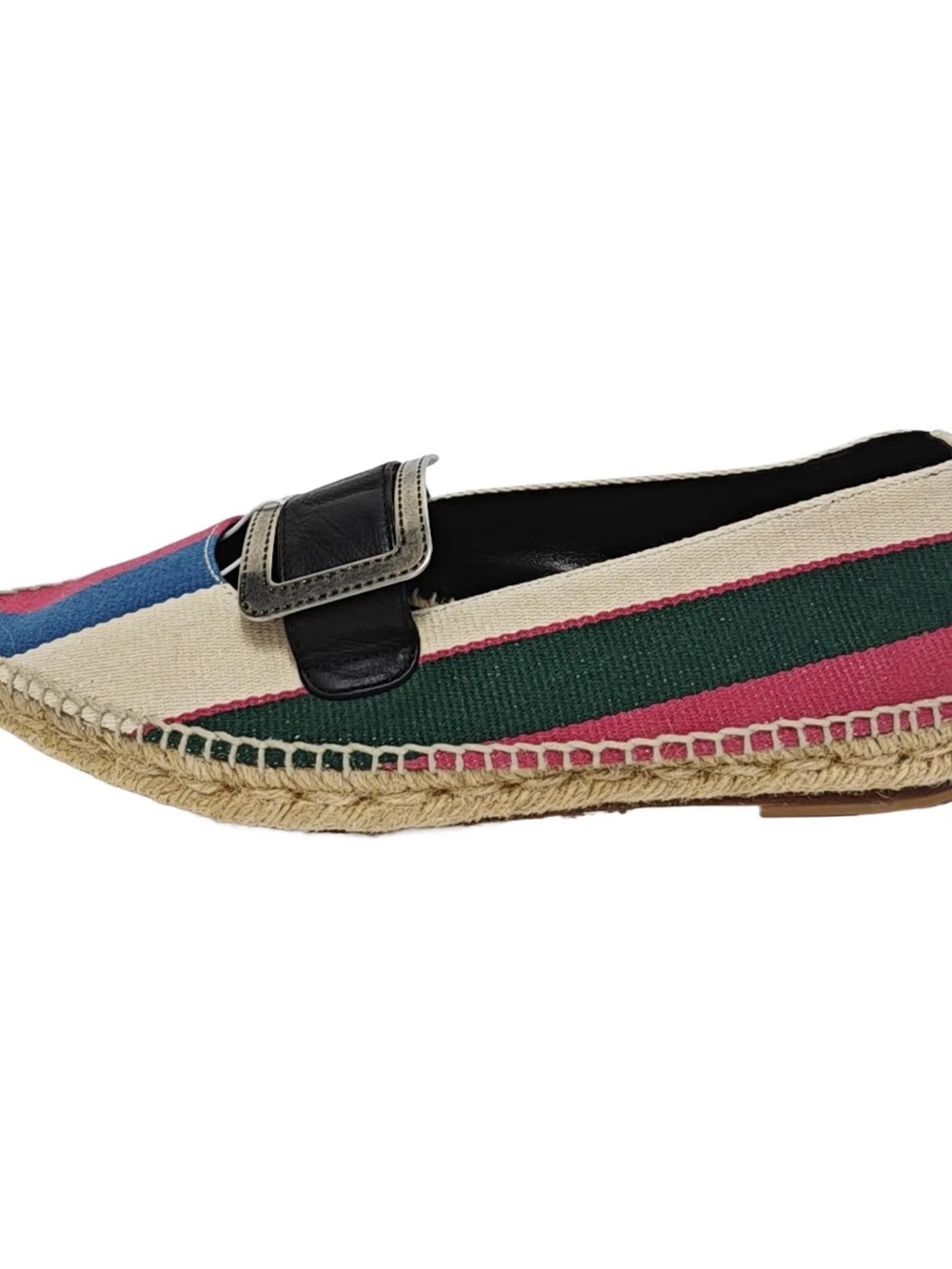 Loewe Multicolor Striped Espadrille Loafer with Black Buckle